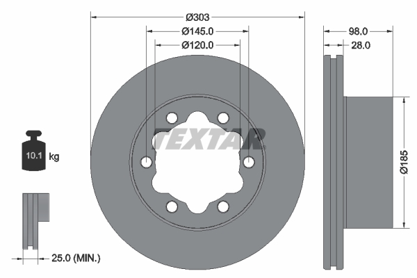 Disc frana VW CRAFTER bus (SYI, SYJ) 2.0 TDI 4motion diesel 177 cai TEXTAR 92295303