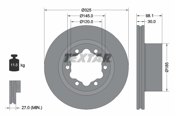 Disc frana VW CRAFTER caroserie (SY_, SX_) 2.0 TDI diesel 163 cai TEXTAR 92305803