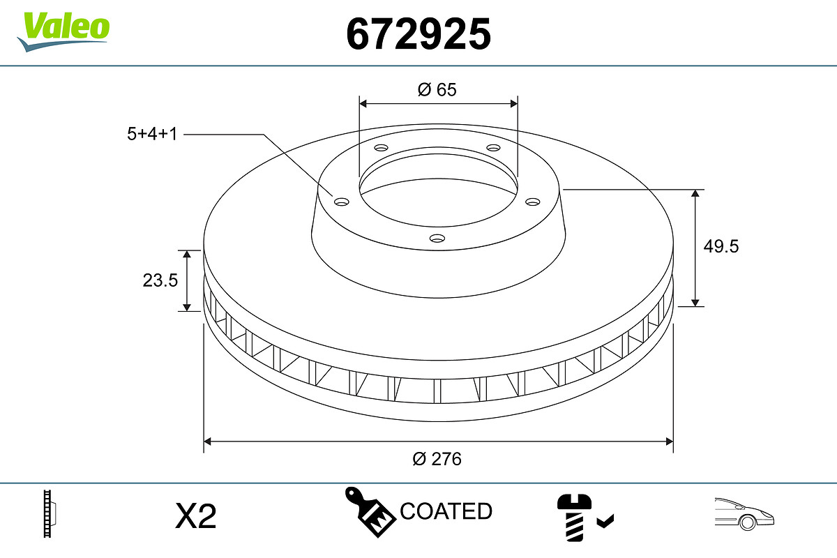 Disc frana VW GOLF SPORTSVAN VII (AM1, AN1) 1.5 TSI benzina 130 cai VALEO 672925