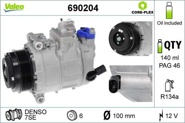 Compresor climatizare VW CRAFTER 30-50 caroserie (2E_) 2.0 TDI diesel 109 cai VALEO 690204