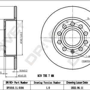 Disc frana VW GOLF VI Cabriolet (517) 2.0 TSI benzina 220 cai DRIVE DP1010.11.0184