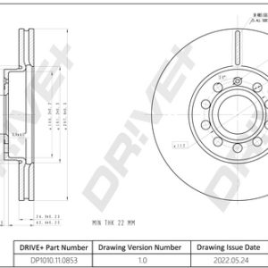 Disc frana VW CADDY V microbus (SBB, SBJ) 2.0 TDi BMT diesel 102 cai DRIVE DP1010.11.0853