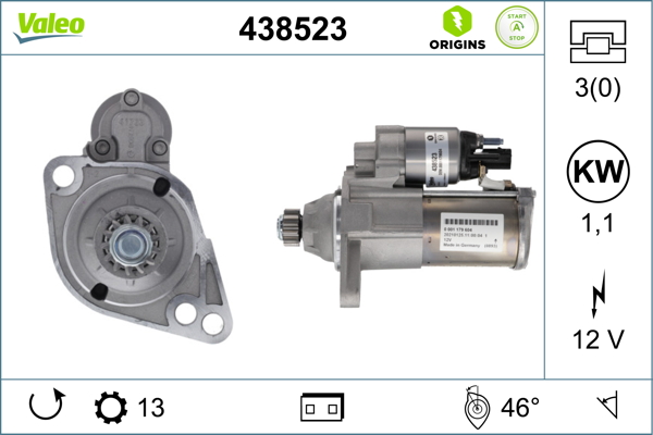Electromotor VW GOLF SPORTSVAN VII (AM1, AN1) 1.4 TSI benzina 150 cai VALEO 438523