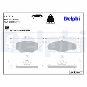 Set placute frana DELPHI LP1675 – VW | AutoRival