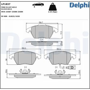Set placute frana DELPHI LP1837 – VW | AutoRival