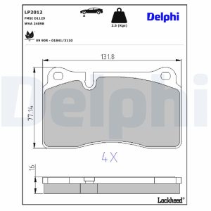 Set placute frana DELPHI LP2012 – VW | AutoRival