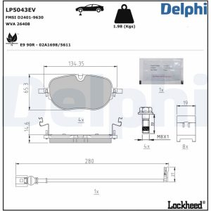 Set placute frana DELPHI LP5043EV – VW | AutoRival