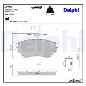 Set placute frana DELPHI LP770 – VW | AutoRival