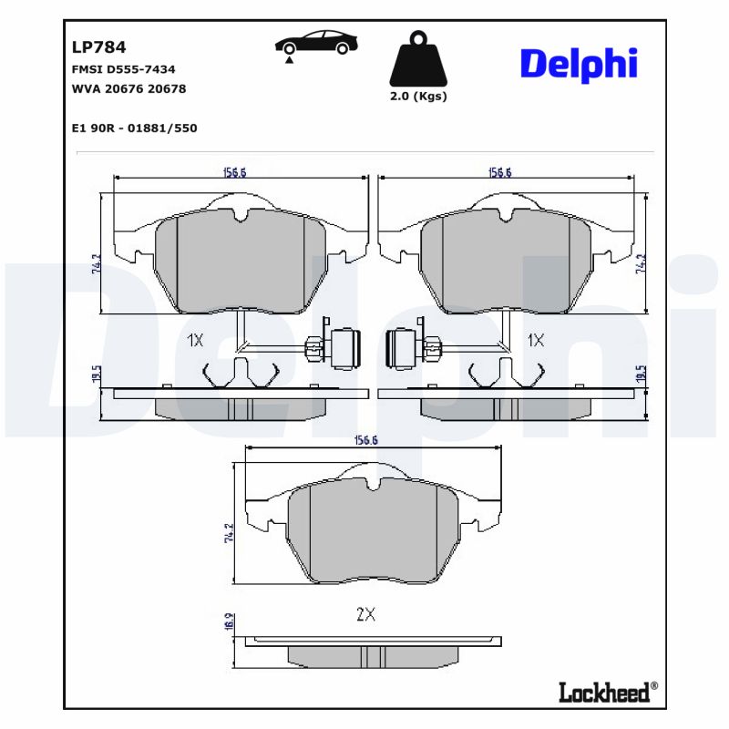 Set placute frana DELPHI LP784 – VW | AutoRival