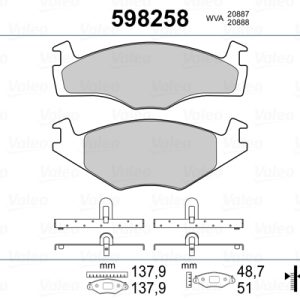 Set placute frana VALEO 598258 – VW | AutoRival