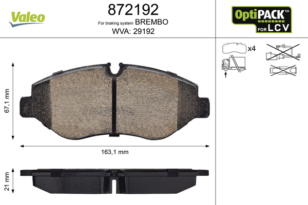 Set placute frana VALEO 872192 – VW | AutoRival
