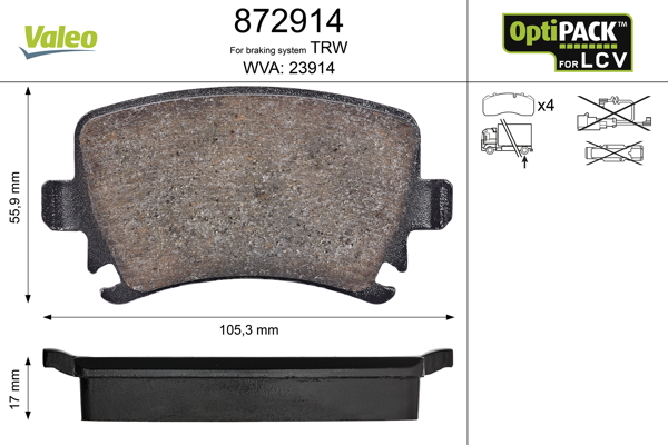 Set placute frana VALEO 872914 – VW | AutoRival