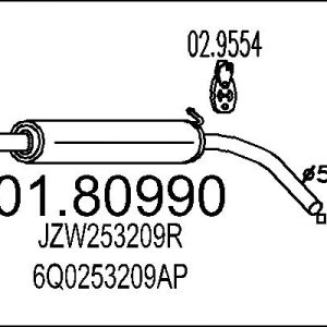 Toba esapamet intermediara MTS 01.80990 – VW | AutoRival