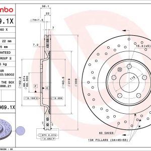 Disc frana BREMBO 09.B969.1X – VW | AutoRival