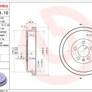 Tambur frana BREMBO 14.E278.10 – VW | AutoRival