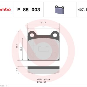 Set placute frana BREMBO P 85 003 – VW | AutoRival