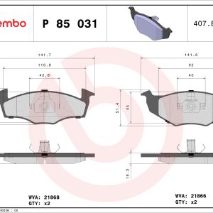 Set placute frana BREMBO P 85 031 – VW | AutoRival