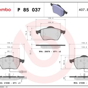 Set placute frana BREMBO P 85 037X – VW | AutoRival