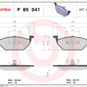 Set placute frana BREMBO P 85 041X – VW | AutoRival