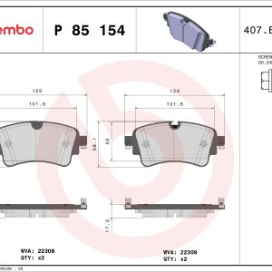 Set placute frana BREMBO P 85 154X – VW | AutoRival