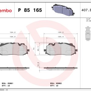 Set placute frana BREMBO P 85 165X – VW | AutoRival