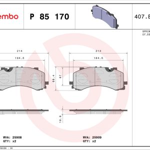 Set placute frana BREMBO P 85 170 – VW | AutoRival