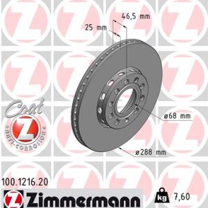 Disc frana ZIMMERMANN 100.1216.20 – VW | AutoRival