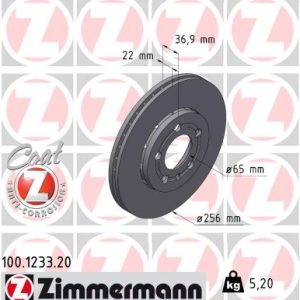 Disc frana ZIMMERMANN 100.1233.20 – VW | AutoRival