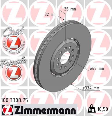 Disc frana ZIMMERMANN 100.3308.75 – VW | AutoRival