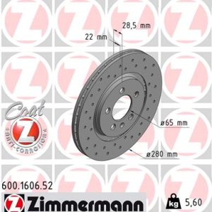 Disc frana ZIMMERMANN 600.1606.52 – VW | AutoRival
