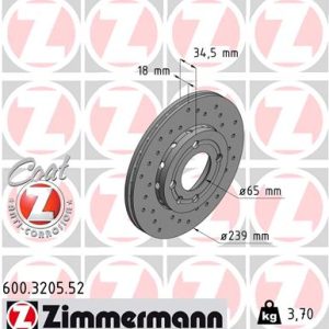 Disc frana ZIMMERMANN 600.3205.52 – VW | AutoRival