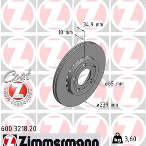 Disc frana ZIMMERMANN 600.3218.20 – VW | AutoRival