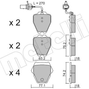 Set placute frana METELLI 22-0774-1 – VW | AutoRival