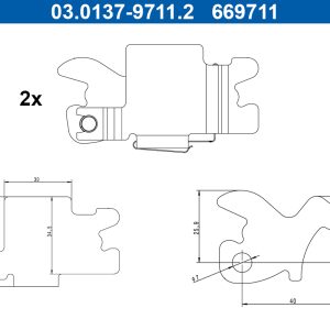 Set accesorii saboti frana parcare ATE 03.0137-9711.2 – VW | AutoRival