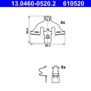 Set accesorii placute frana ATE 13.0460-0520.2 – VW | AutoRival