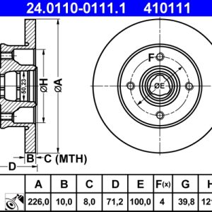 Disc frana ATE 24.0110-0111.1 – VW | AutoRival