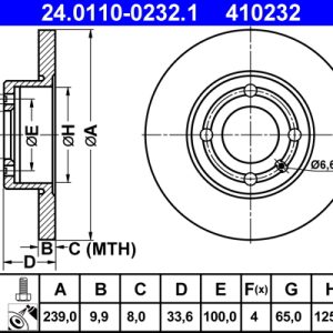 Disc frana ATE 24.0110-0232.1 – VW | AutoRival