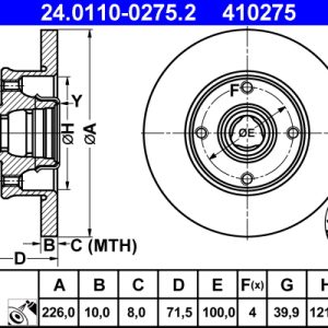 Disc frana ATE 24.0110-0275.2 – VW | AutoRival