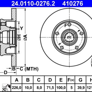 Disc frana ATE 24.0110-0276.2 – VW | AutoRival