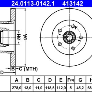 Disc frana ATE 24.0113-0142.1 – VW | AutoRival