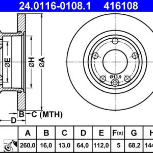 Disc frana ATE 24.0116-0108.1 – VW | AutoRival