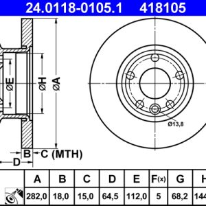 Disc frana ATE 24.0118-0105.1 – VW | AutoRival