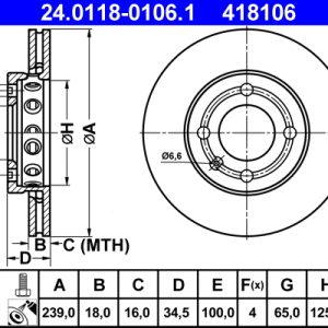 Disc frana ATE 24.0118-0106.1 – VW | AutoRival
