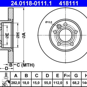 Disc frana ATE 24.0118-0111.1 – VW | AutoRival