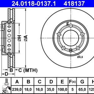 Disc frana ATE 24.0118-0137.1 – VW | AutoRival