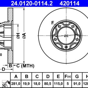 Disc frana ATE 24.0120-0114.2 – VW | AutoRival