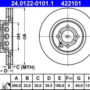 Disc frana ATE 24.0122-0101.1 – VW | AutoRival