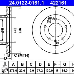 Disc frana ATE 24.0122-0161.1 – VW | AutoRival