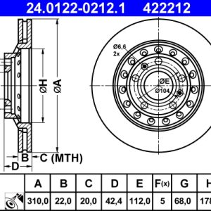 Disc frana ATE 24.0122-0212.1 – VW | AutoRival