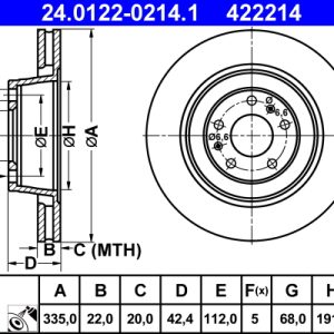 Disc frana ATE 24.0122-0214.1 – VW | AutoRival